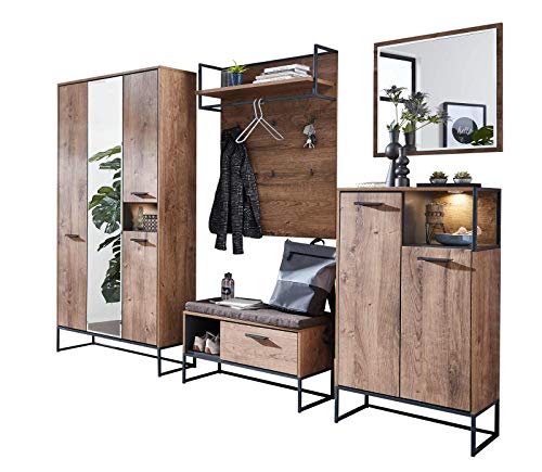 lifestyle4living Garderoben-Set in Eiche-Dekor, 5-teilig